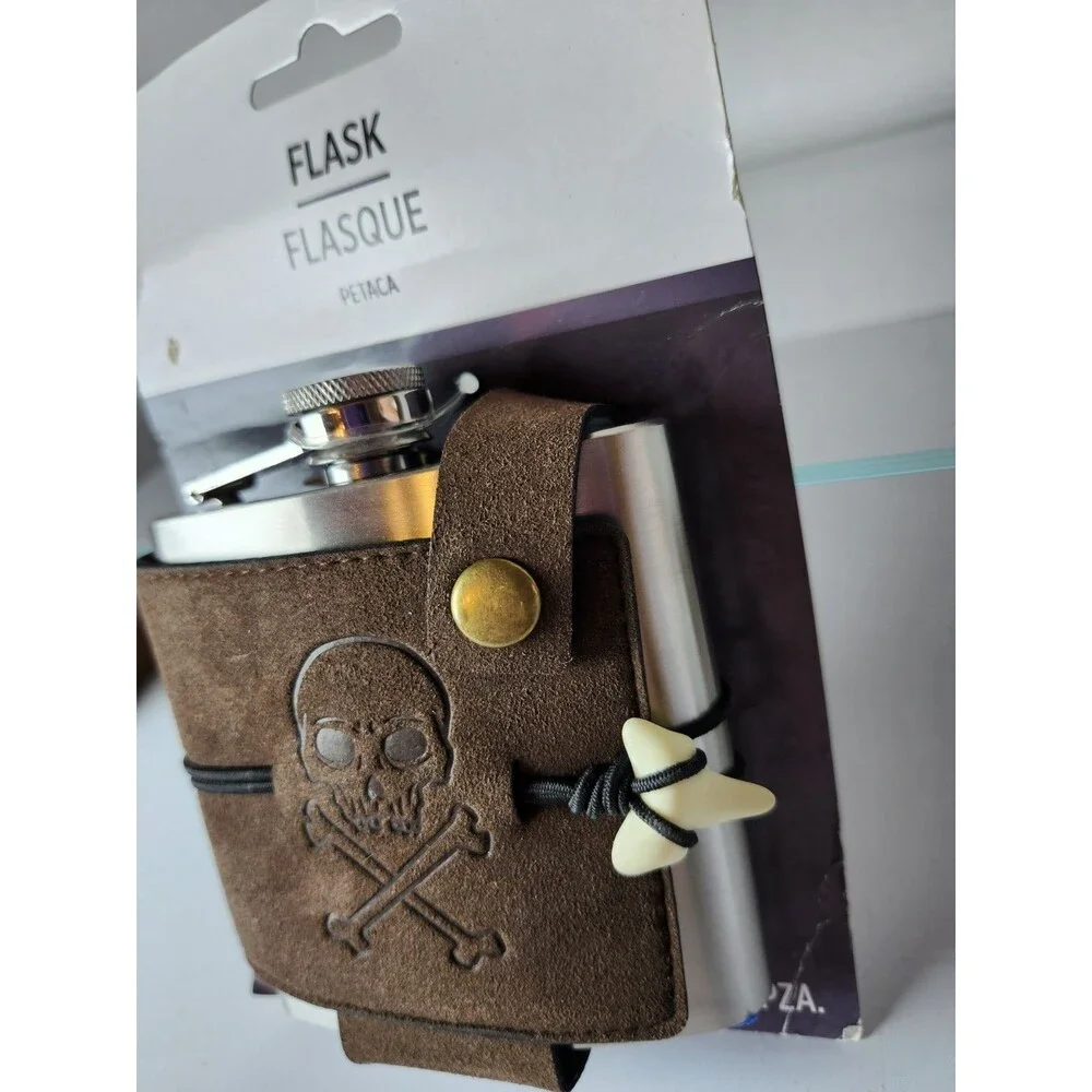 Pirate Belt Flask Adult Accessory Metal Faux Leather 6oz NEW